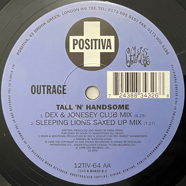 Outrage - Tall 'N' Handsome | Positiva (12TIV-64) - 4