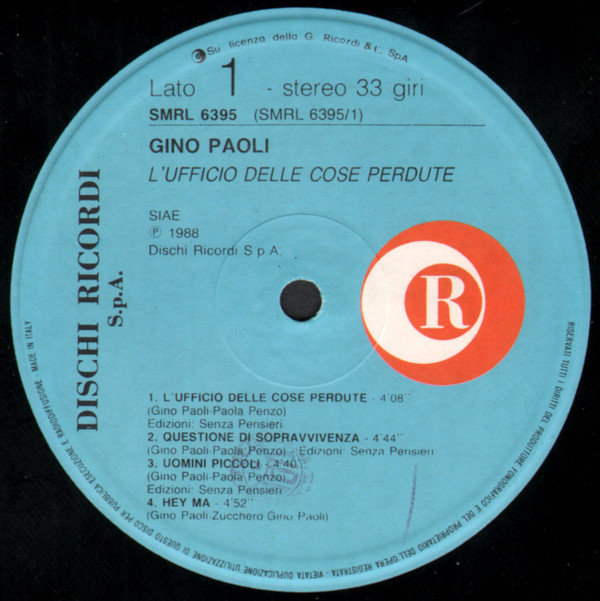Gino Paoli - L'Ufficio Delle Cose Perdute | Ricordi (SMRL 6395) - 5