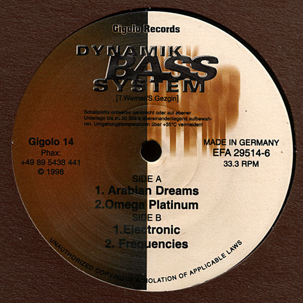 Dynamik Bass System - Arabian Dreams | International Deejay Gigolo Records (Gigolo 14) - main
