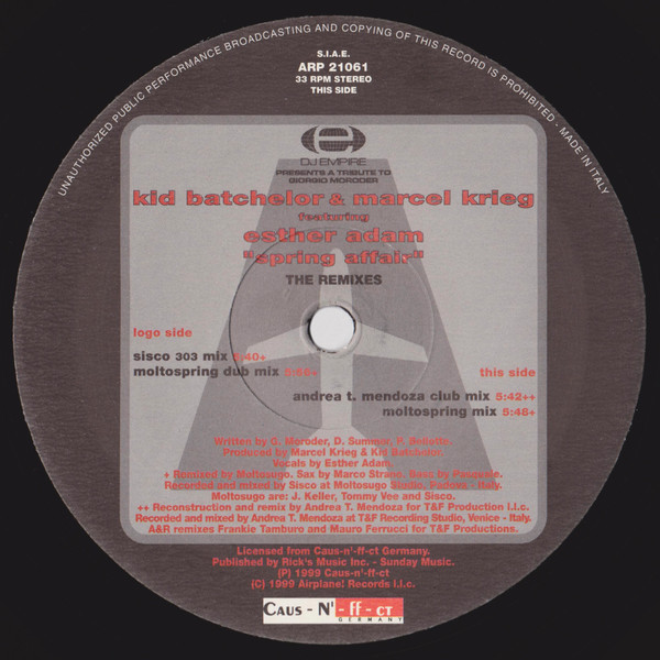 Kid Batchelor & Marcel Krieg & Esther Adam - Spring Affair - The Remixes | Airplane! Records (ARP 21061) - main Kid Batchelor & Marcel Krieg & Esther Adam - Spring Affair - The Remixes | Airplane! Records (ARP 21061) - main