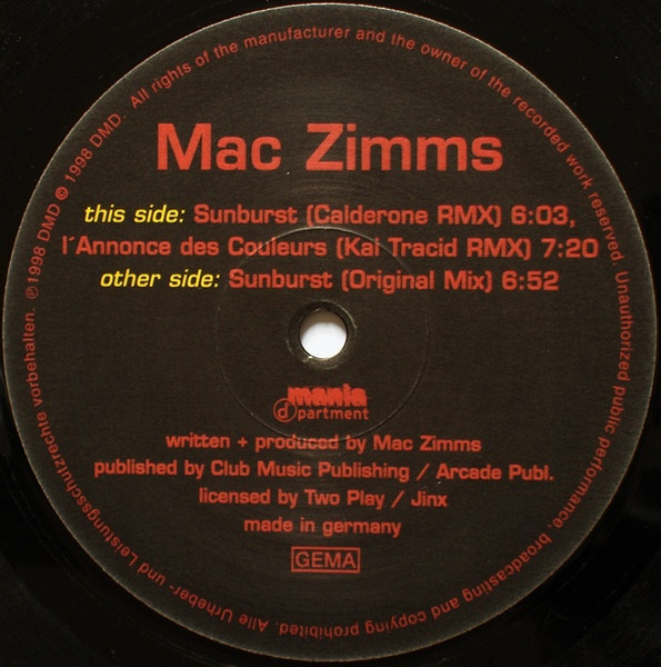 Mac Zimms - Sunburst | Mania D'partment (d' 44) - 3