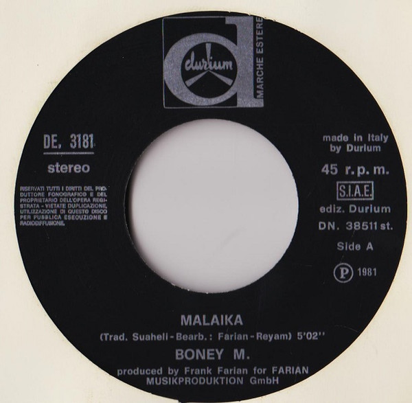 Boney M. - Malaika / Consuela Biaz | Durium (DE 3181) - 3