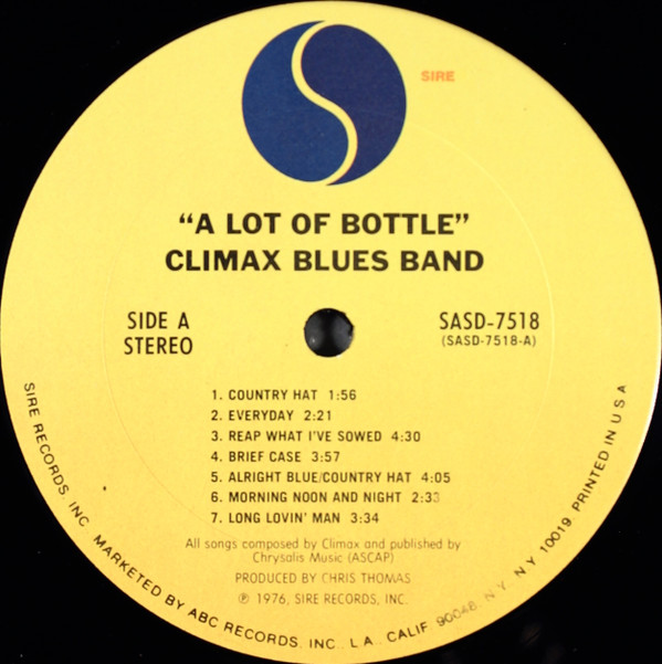 Climax Blues Band - A Lot Of Bottle | Sire (SASD 7518) - 3