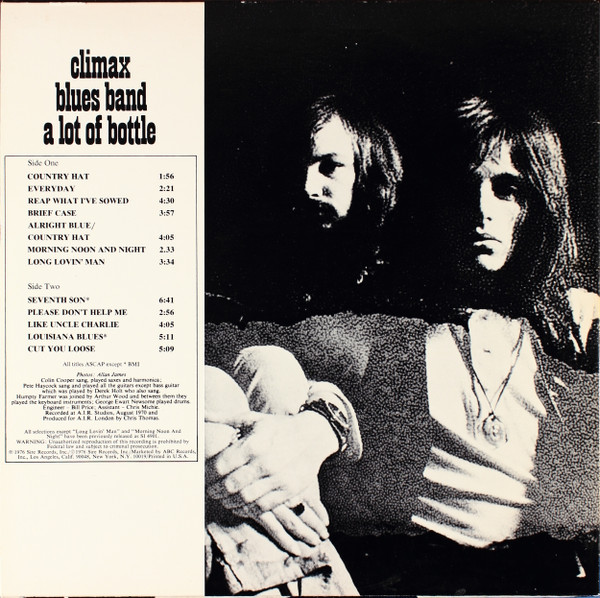 Climax Blues Band - A Lot Of Bottle | Sire (SASD 7518) - 2