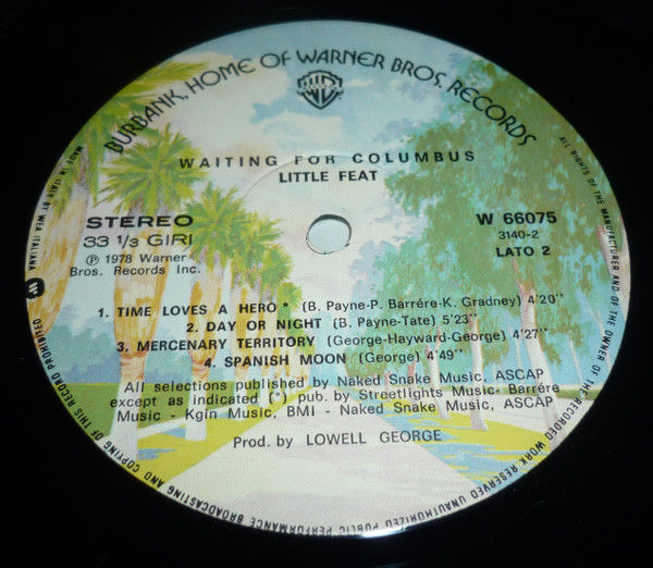 Little Feat - Waiting For Columbus | Warner Bros. Records (W 66075) - 7
