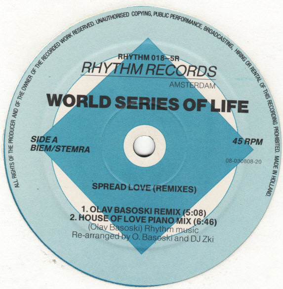 World Series Of Life - Spread Love (Remixes) | Rhythm Records (RHYTHM 018-5R) - 2