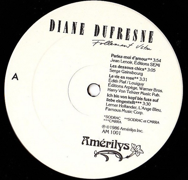 Diane Dufresne - Follement Vôtre | Amérilys (AM 1001) - 4