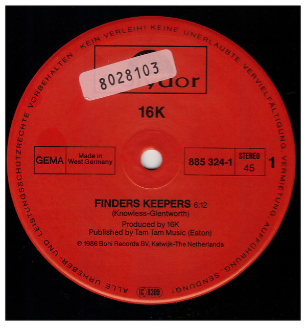 16K - Finders Keepers | Polydor (885 324-1) - 3