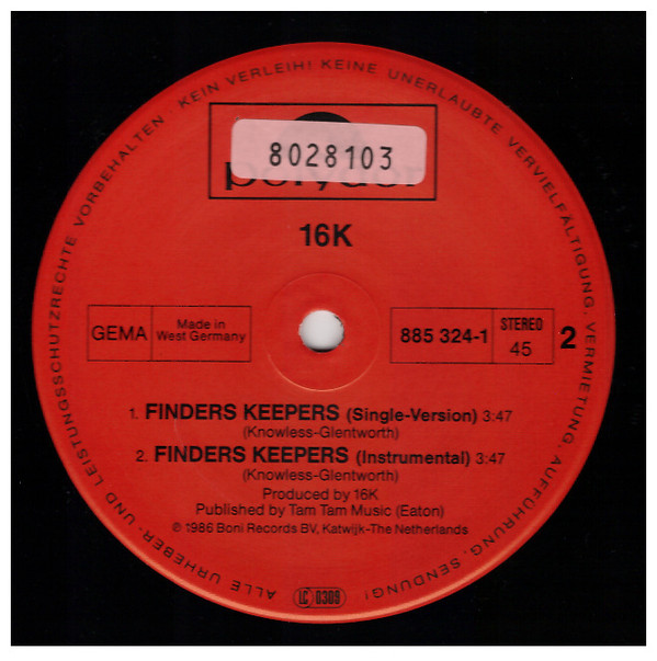 16K - Finders Keepers | Polydor (885 324-1) - 4