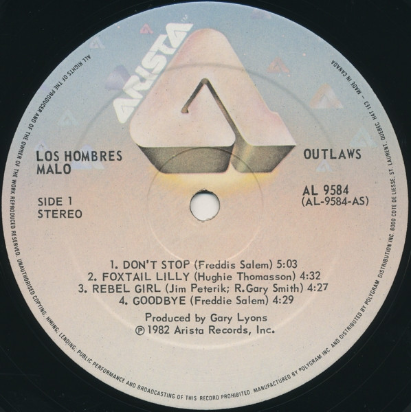 Outlaws - Los Hombres Malo | Arista (AL 9584) - 3
