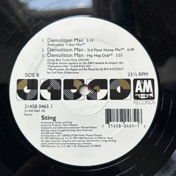 Sting - Demolition Man (The Underground Mixes) | A&M Records (31458 0465 1) - 2