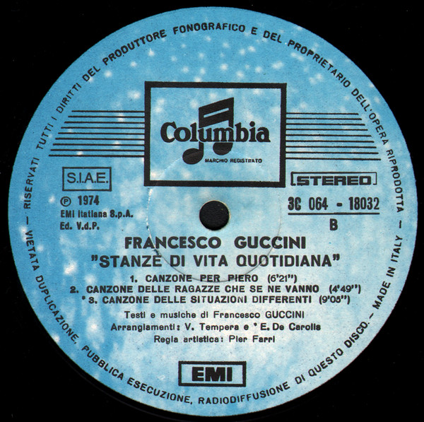 Francesco Guccini - Stanze Di Vita Quotidiana | Columbia (3C 064-18032) - 4 Francesco Guccini - Stanze Di Vita Quotidiana | Columbia (3C 064-18032) - 4