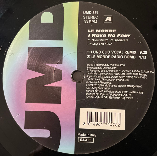 Le Monde - I Have No Fear | Underground Music Department (UMD) (UMD 351) - 2 Le Monde - I Have No Fear | Underground Music Department (UMD) (UMD 351) - 2
