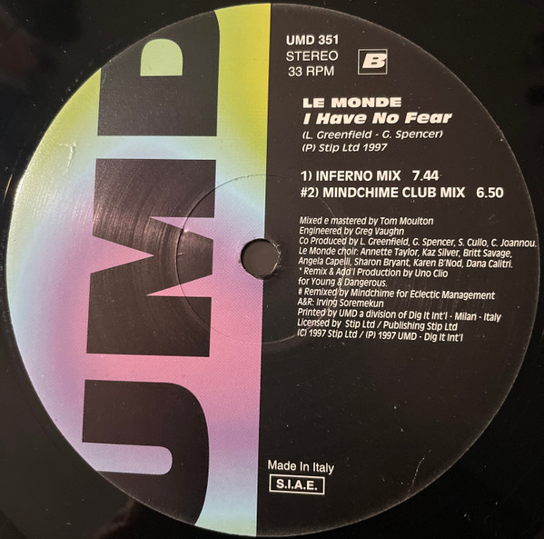 Le Monde - I Have No Fear | Underground Music Department (UMD) (UMD 351) - 3 Le Monde - I Have No Fear | Underground Music Department (UMD) (UMD 351) - 3