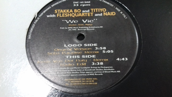 Stakka Bo & Titiyo With Fleshquartet & Nåid - We Vie | ZAC Records (ZAC 165)
