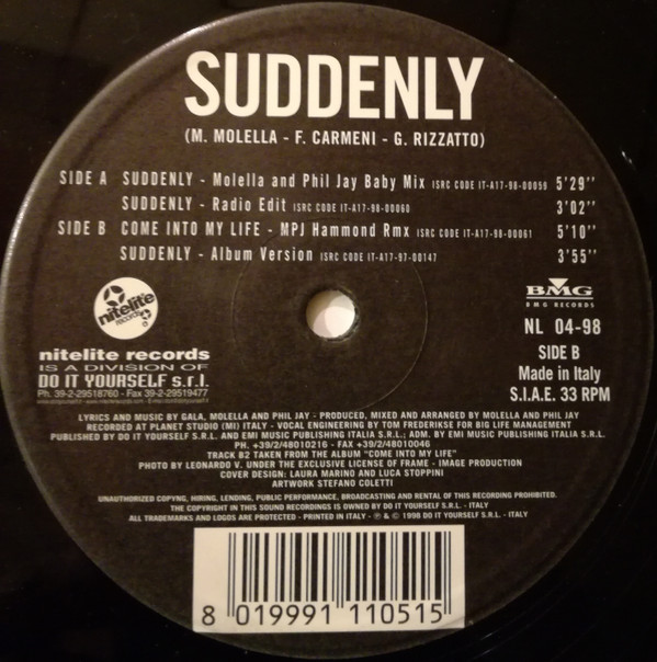 Gala - Suddenly | Nitelite Records (NL 04-98) - 3 Gala - Suddenly | Nitelite Records (NL 04-98) - 3
