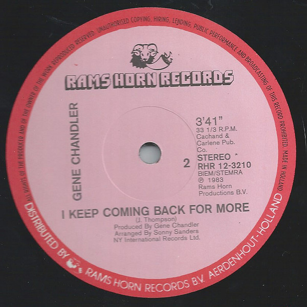 Jaime Lynn & Gene Chandler - You're The One / I Keep Coming Back For More | Rams Horn Records (RHR 12-3210) - 2