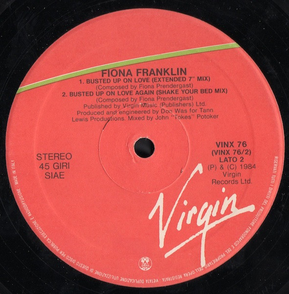 Fiona Franklyn - Busted Up On Love | Virgin (VINX 76) - 3