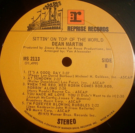 Dean Martin - Sittin' On Top Of The World | Reprise Records (MS 2113) - 4 Dean Martin - Sittin' On Top Of The World | Reprise Records (MS 2113) - 4