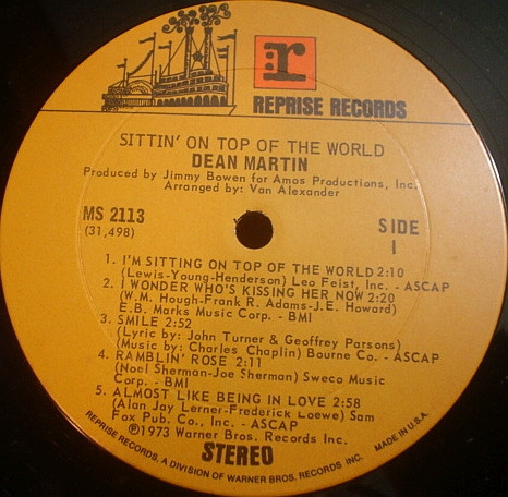 Dean Martin - Sittin' On Top Of The World | Reprise Records (MS 2113) - 3 Dean Martin - Sittin' On Top Of The World | Reprise Records (MS 2113) - 3