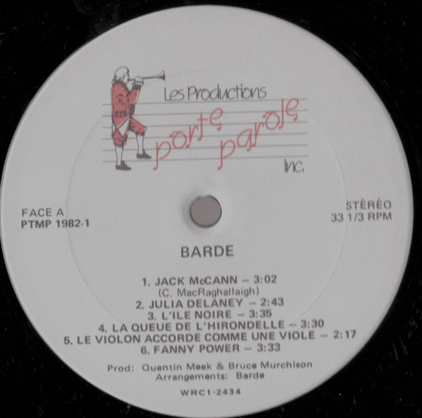 Barde - Barde | Les Productions Porte Parole Inc. (PTMP 1982-1) - 4 Barde - Barde | Les Productions Porte Parole Inc. (PTMP 1982-1) - 4