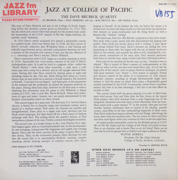 Jazz At College Of The Pacific