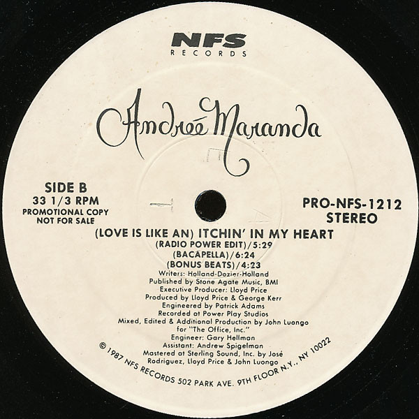 Andreé Maranda - (Love Is Like An) Itchin' In My Heart | NFS Records, Inc. (PRO-NFS-1212) - 3 Andreé Maranda - (Love Is Like An) Itchin' In My Heart | NFS Records, Inc. (PRO-NFS-1212) - 3