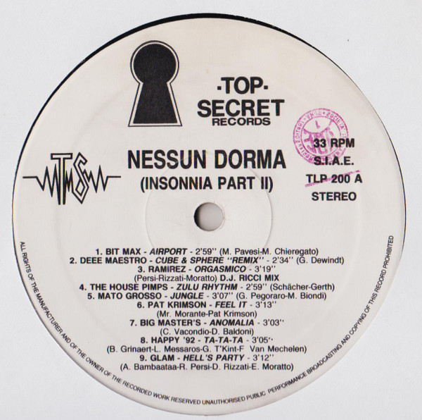 Various - Nessun Dorma (Insonnia Part II) | Top Secret Records (TLP 200) - 3 Various - Nessun Dorma (Insonnia Part II) | Top Secret Records (TLP 200) - 3