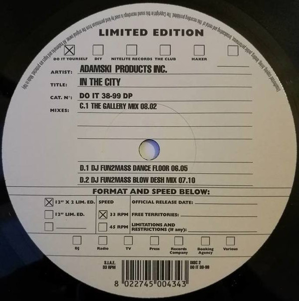 Adamski Products Inc. - In The City | Do It Yourself (DO IT 38-99 DP) - 5