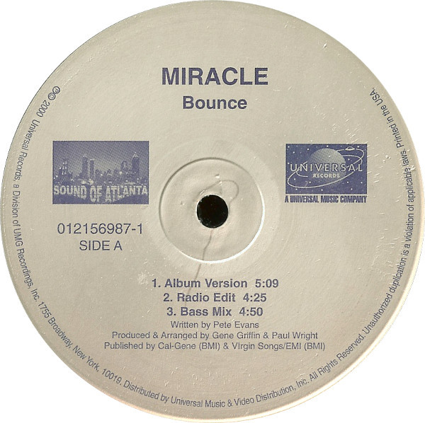 Miracle - Bounce | Universal Records (012156987-1) - main