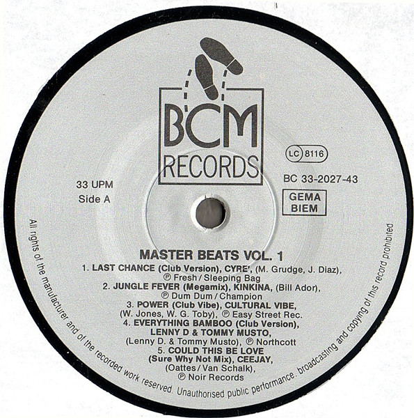 Various - Master Beats Vol. 1 | BCM Records (B.C. 33-2027-43) - 3 Various - Master Beats Vol. 1 | BCM Records (B.C. 33-2027-43) - 3