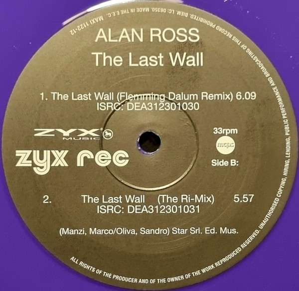 Alan Ross - The Last Wall | ZYX Music (Maxi 1122-12) - 3
