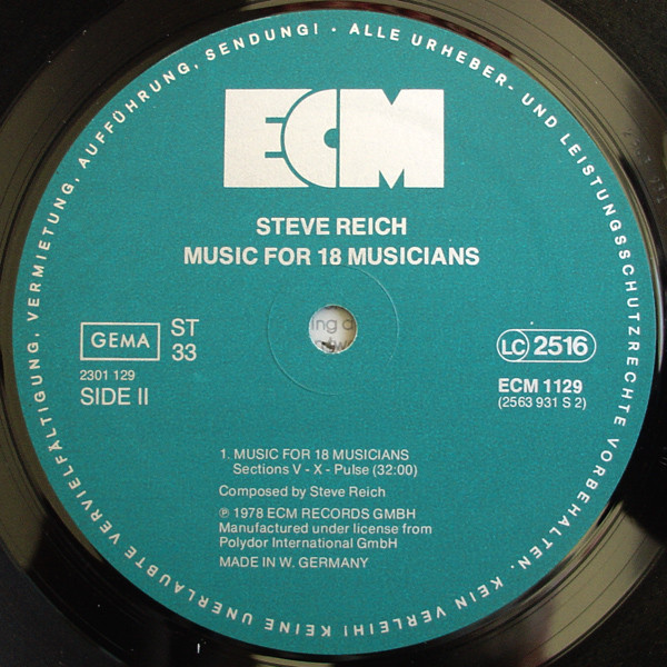 Steve Reich - Music For 18 Musicians | ECM Records (ECM 1129) - 4 Steve Reich - Music For 18 Musicians | ECM Records (ECM 1129) - 4