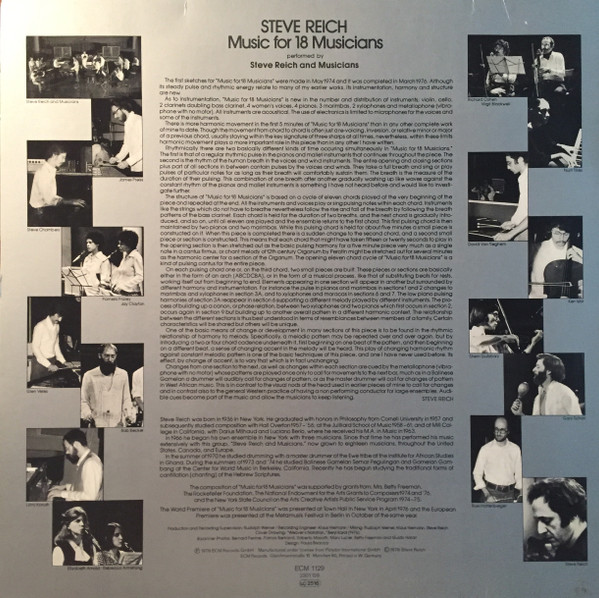 Steve Reich - Music For 18 Musicians | ECM Records (ECM 1129) - 2 Steve Reich - Music For 18 Musicians | ECM Records (ECM 1129) - 2