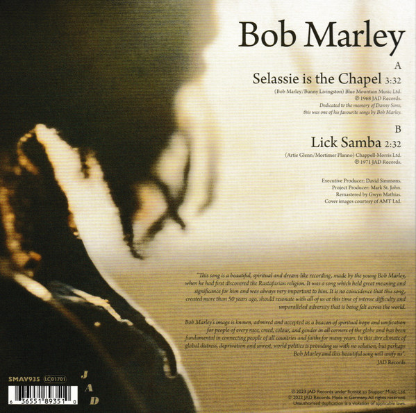 Bob Marley - Selassie Is The Chapel / Lick Samba | JAD (SMAV935) - 2