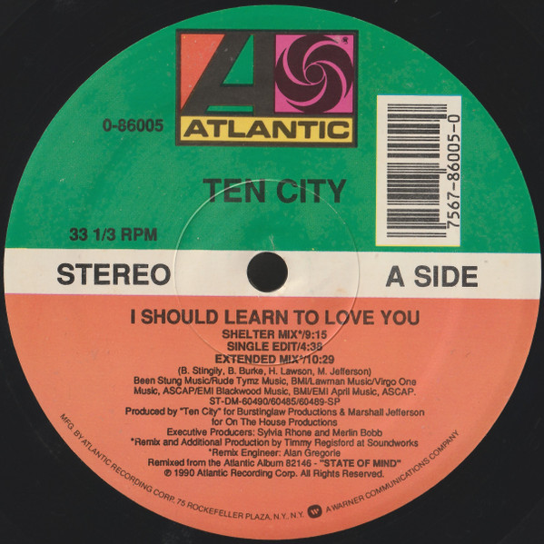 Ten City - I Should Learn To Love You | Atlantic (0-86005) - main