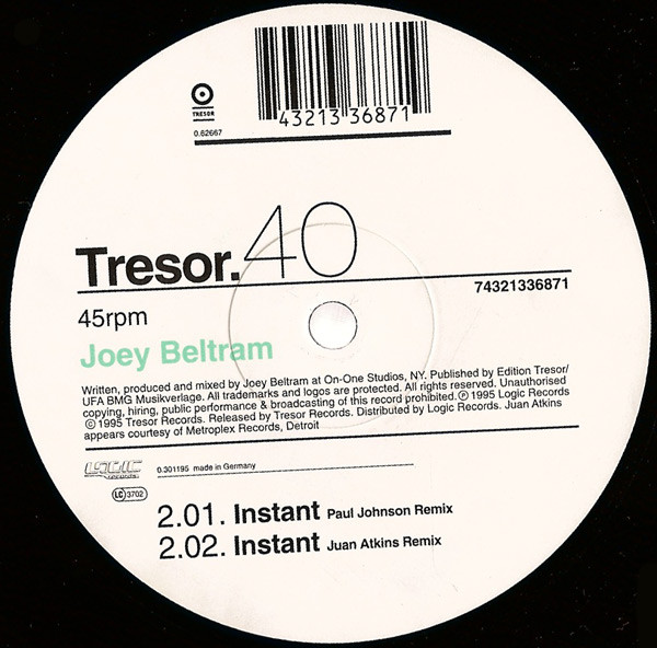 Joey Beltram - Instant | Tresor (Tresor 40) - 2