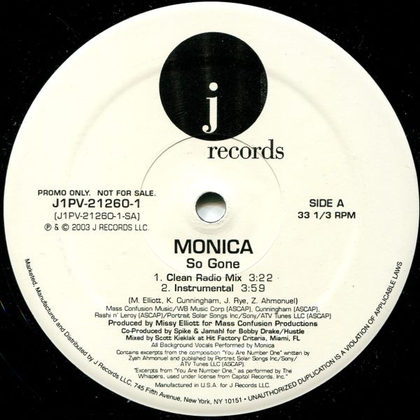 Monica - So Gone | J Records (J1PV-21260-1) - main