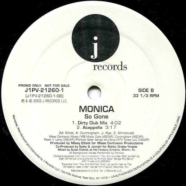 Monica - So Gone | J Records (J1PV-21260-1) - 2