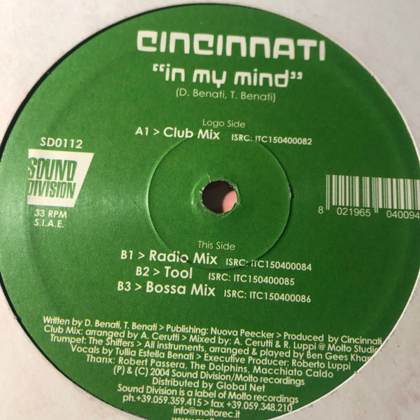 Cincinnati - In My Mind | Sound Division (SD 0112) - 2