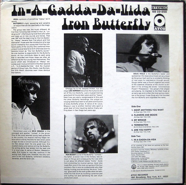 Iron Butterfly - In-A-Gadda-Da-Vida | ATCO Records (SD 33-250) - 2