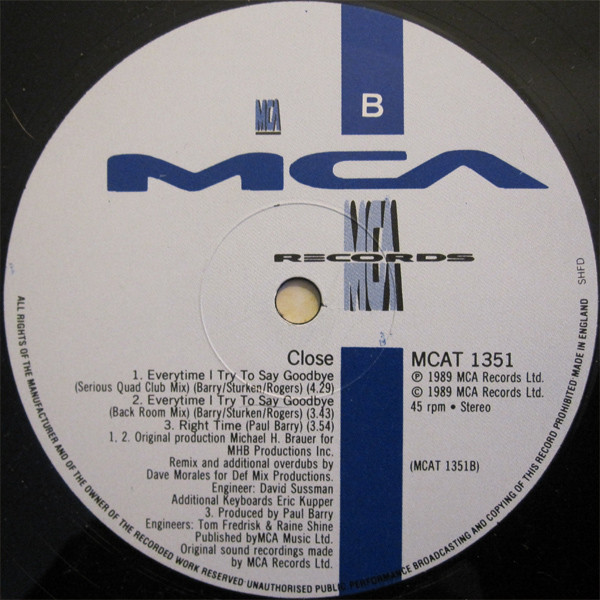 Close - Everytime I Try To Say Goodbye | MCA Records (MCAT 1351) - 2 Close - Everytime I Try To Say Goodbye | MCA Records (MCAT 1351) - 2