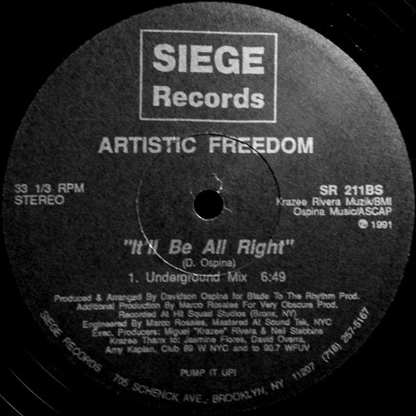Artistic Freedom - It'll Be All Right | Siege Records (SR 211) - 2