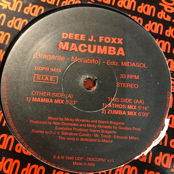 Deee J. Foxx - Macumba | UDP Happy (UDP H 9415) - main
