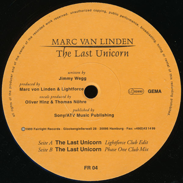 Marc van Linden - The Last Unicorn | Fairlight Records (FR 04) - main