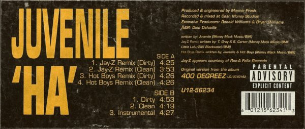 Juvenile - Ha | Cash Money Records (U12 56234) - 3