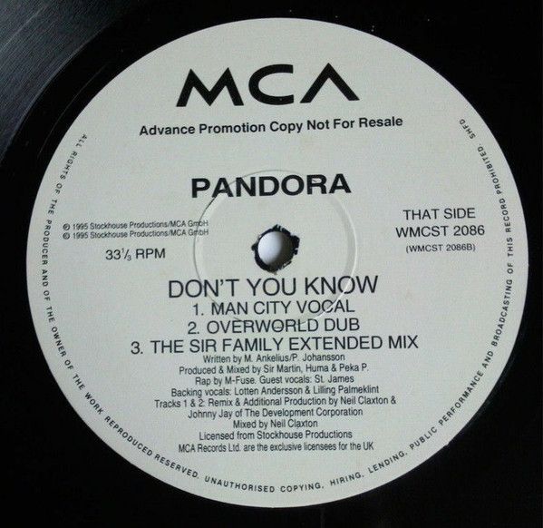 Pandora - Don't You Know | MCA Records (WMCST 2086) - main Pandora - Don't You Know | MCA Records (WMCST 2086) - main