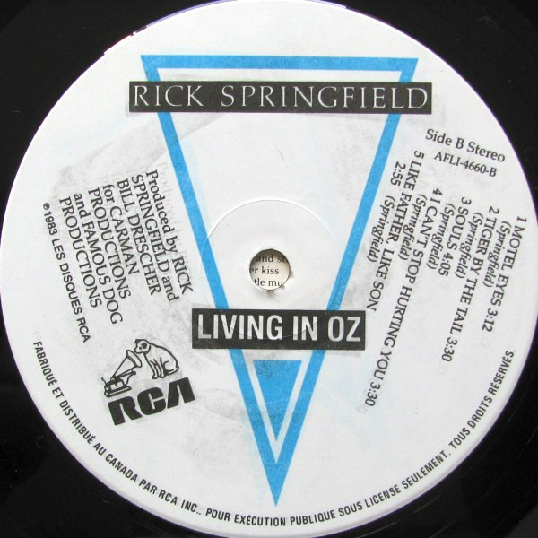 Rick Springfield - Living In Oz | RCA (AFLI-4660) - 4