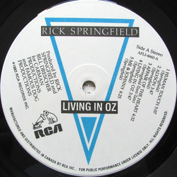Rick Springfield - Living In Oz | RCA (AFLI-4660) - 3