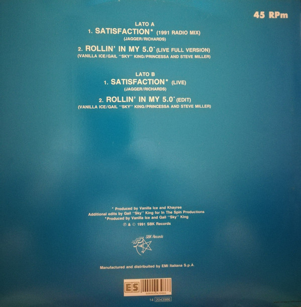 Vanilla Ice - Satisfaction | EMI (14 2043986) - 2